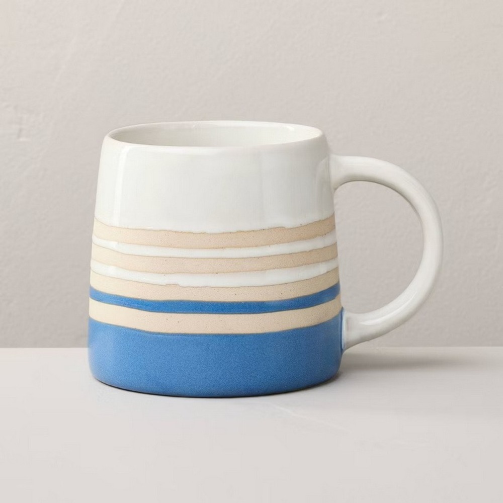 Hearth & Hand Magnolia Coffee Mug Cup Blue White Stripe Summer Collection